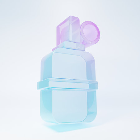 Frosted glass Hand grenade icon isolated on white background. Bomb explosion. Minimalism concept. 3D render illustration.の写真素材
