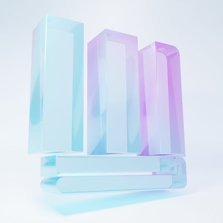 Frosted glass stack icon isolated on white background. Minimalism concept. 3D render illustration.