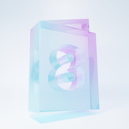 Frosted glass Greeting card with 8 March icon isolated on white background. International Happy...