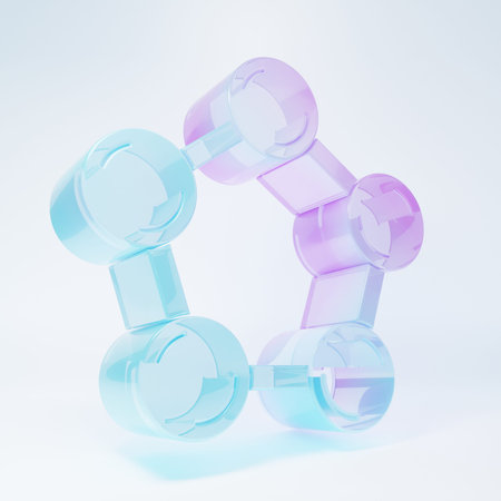 Frosted glass Molecule icon isolated on white background. Structure of molecules in chemistry,...