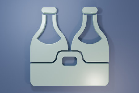 Gray bottle icon isolated on purple-blue background. Minimalism concept. 3D render illustration.の写真素材
