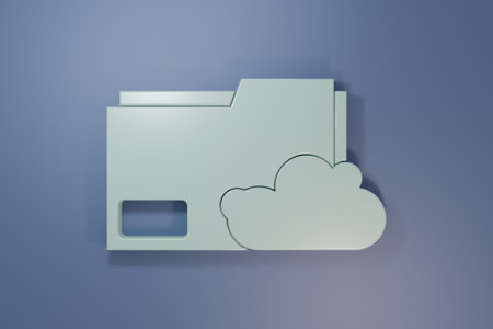 Gray Cloud storage text document folder icon isolated on purple-blue background. Minimalism concept. 3D render illustration.の写真素材
