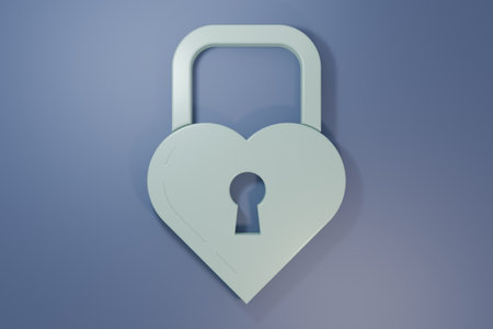 Gray Castle in the shape of a heart icon isolated on purple-blue background. Locked Heart. Love symbol and keyhole sign. Minimalism concept. 3D render illustration.の写真素材