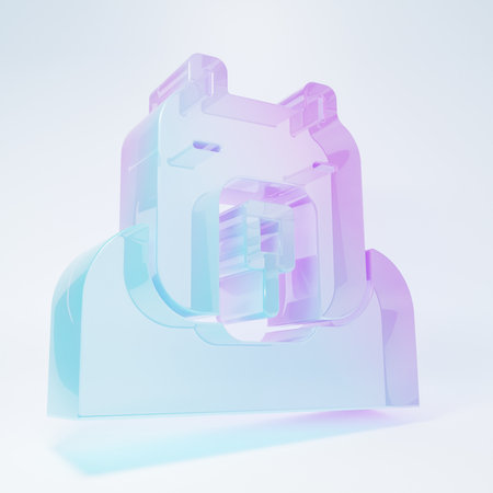 Frosted glass Polar bear head icon isolated on white background. Minimalism concept. 3D render illustration.の写真素材