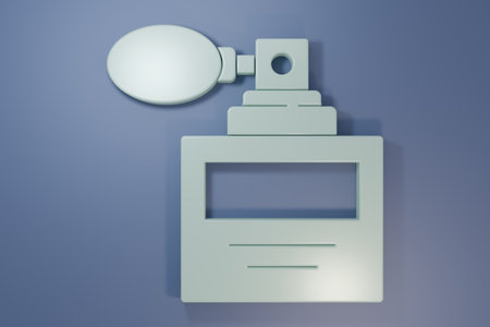 Gray Perfume icon isolated on purple-blue background. Minimalism concept. 3D render illustration.の写真素材