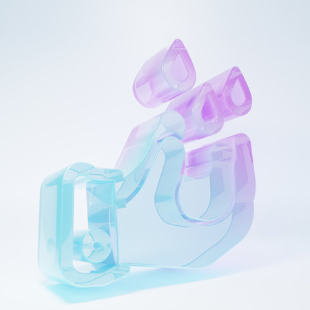 Frosted glass icon isolated on white background. Minimalism concept. 3D render illustration.の写真素材