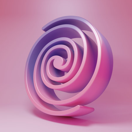 Purple-pink Black hole icon isolated on pink background. Space hole. Collapsar. Minimalism concept. 3D render illustration.の写真素材