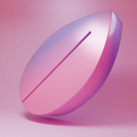 Purple-pink Leaf icon isolated on pink background. Fresh natural product symbol. Minimalism concept. 3D render illustration.の写真素材
