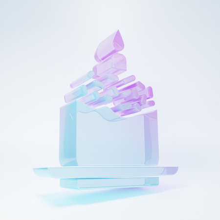 Frosted glass Easter cake and candle icon isolated on white background. Minimalism concept. 3D render illustration.の写真素材