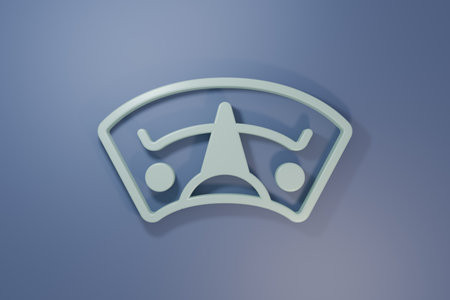 Gray Motor gauge gas icon isolated on purple-blue background. Empty fuel meter. Full tank indication. Minimalism concept. 3D render illustration.の写真素材