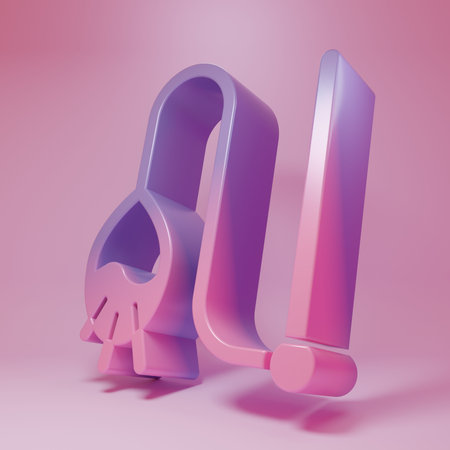 Purple-pink toy icon isolated on pink background. Minimalism concept. 3D render illustration.の写真素材