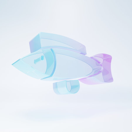 Frosted glass Fish icon isolated on white background. Minimalism concept. 3D render illustration.