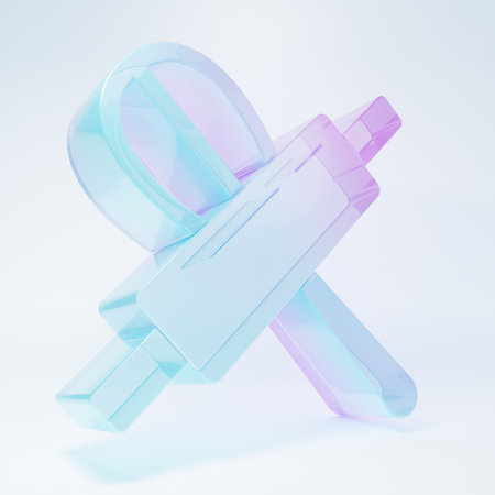 Frosted glass rolling pin icon isolated on white background. Cooking utensil, egg beater. Food mix symbol. Minimalism concept. 3D render illustration.の写真素材