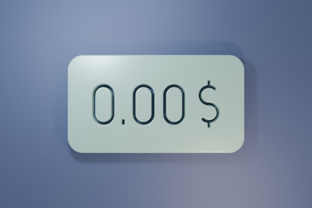 Gray Zero cost icon isolated on purple-blue background. Empty bank account. Minimalism concept. 3D render illustration.の写真素材