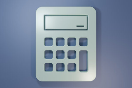 Gray Calculator icon isolated on purple-blue background. Accounting symbol. Business calculations mathematics education and finance. Minimalism concept. 3D render illustration.の写真素材