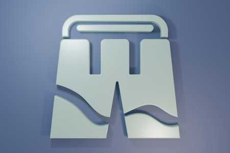 Gray Short or pants icon isolated on purple-blue background. Minimalism concept. 3D render illustration.の写真素材