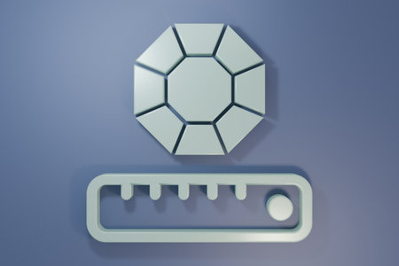 Gray Gem stone icon isolated on purple-blue background. Jewelry symbol. Diamond. Minimalism concept. 3D render illustration.の写真素材