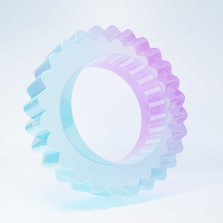 Frosted glass Sun icon isolated on white background. Good sunny day. Minimalism concept. 3D render...