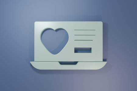 Gray Dating app online laptop concept icon isolated on purple-blue background. Female male profile flat design. Couple match for relationship. Minimalism concept. 3D render illustration.の写真素材