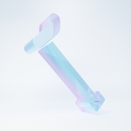 Frosted glass Walking stick cane icon isolated on white background. Minimalism concept. 3D render illustration.の写真素材