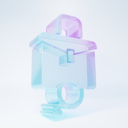 Frosted glass Work for female icon isolated on white background. Business woman work. Minimalism concept. 3D render illustration.の写真素材