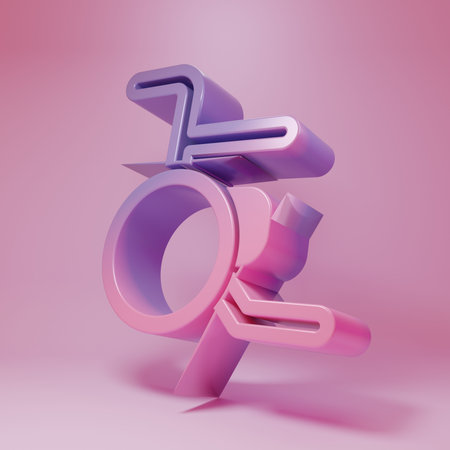 Purple-pink Wheelchair for disabled person icon isolated on pink background. Minimalism concept. 3D render illustration.の写真素材