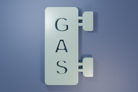 Gray Gas filling station icon isolated on purple-blue background. Transport related service building Gasoline and oil station. Minimalism concept. 3D render illustration.の写真素材