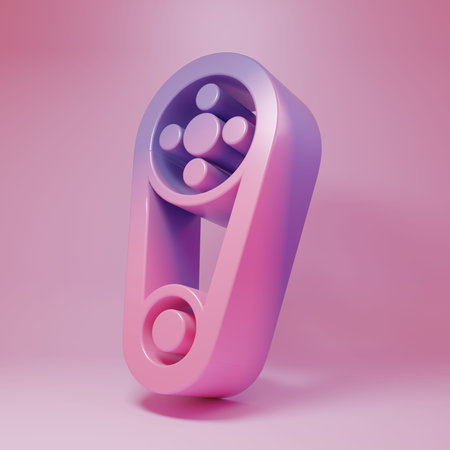 Purple-pink Timing belt kit icon isolated on pink background. Minimalism concept. 3D render...