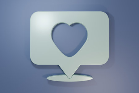 Gray Like and heart icon isolated on purple-blue background. Counter Notification Icon. Minimalism concept. 3D render illustration.の写真素材