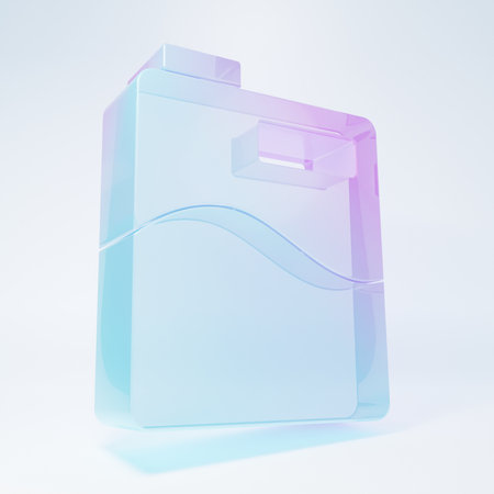 Frosted glass Big bottle with clean water icon isolated on white background. Plastic container for the cooler. Minimalism concept. 3D render illustration.の写真素材