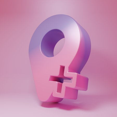 Purple-pink Map pin icon isolated on pink background. Navigation, pointer, location, map, gps, direction, place concept. Minimalism concept. 3D render illustration.の写真素材