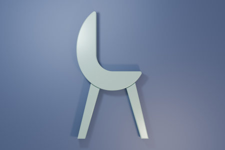 Gray Armchair icon isolated on purple-blue background. Minimalism concept. 3D render illustration.の写真素材