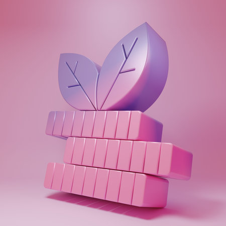 Purple-pink Dollar plant icon isolated on pink background. Business investment growth concept. Money savings and investment. Minimalism concept. 3D render illustration.の写真素材