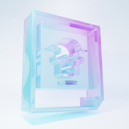 Frosted glass Photo icon isolated on white background. Minimalism concept. 3D render illustration.の写真素材