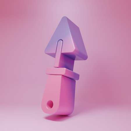 Purple-pink Trowel icon isolated on pink background. Minimalism concept. 3D render illustration.の写真素材