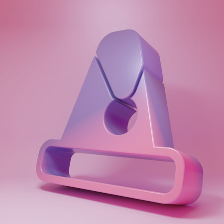 Purple-pink Christmas Santa Claus hat icon isolated on pink background. Minimalism concept. 3D render illustration.の写真素材