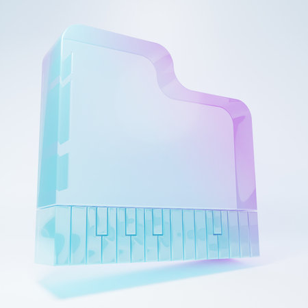 Frosted glass Grand piano icon isolated on white background. Musical instrument. Minimalism concept. 3D render illustration.の写真素材