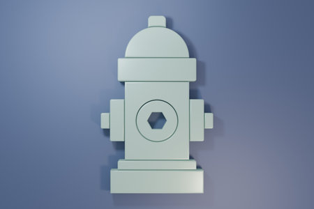 Gray Fire hydrant icon isolated on purple-blue background. Minimalism concept. 3D render illustration.の写真素材