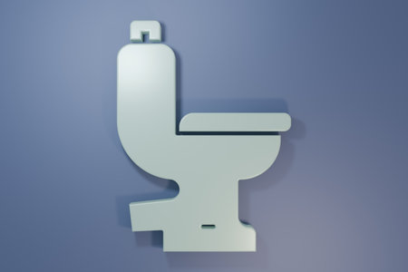 Gray Toilet bowl icon isolated on purple-blue background. Minimalism concept. 3D render illustration.の写真素材