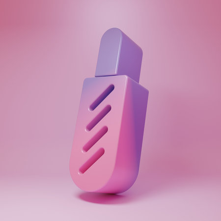 Purple-pink Hotdog sandwich icon isolated on pink background. Sausage icon. Fast food sign. Minimalism concept. 3D render illustration.の写真素材