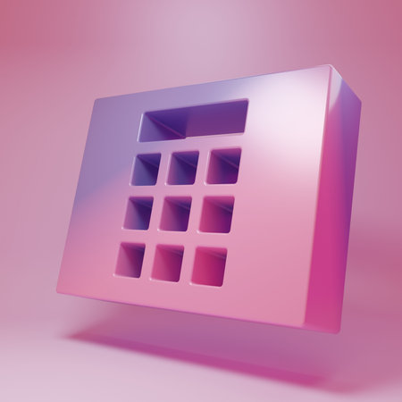 Purple-pink Password protection and safety access icon isolated on pink background. Security, safety, protection, privacy concept. Minimalism concept. 3D render illustration.の写真素材