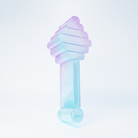 Frosted glass Honey dipper stick icon isolated on white background. Honey ladle. Minimalism concept. 3D render illustration.の写真素材