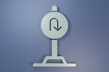 Gray Turn back road icon isolated on purple-blue background. Traffic rules and safe driving....