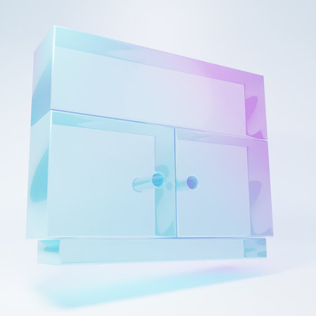 Frosted glass Wardrobe icon isolated on white background. Minimalism concept. 3D render illustration.の写真素材