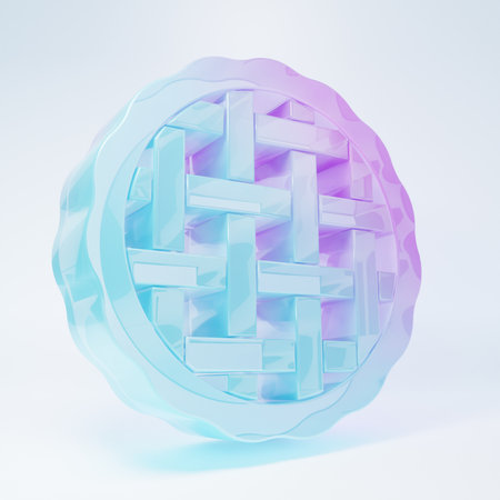 Frosted glass Homemade pie icon isolated on white background. Minimalism concept. 3D render illustration.の写真素材