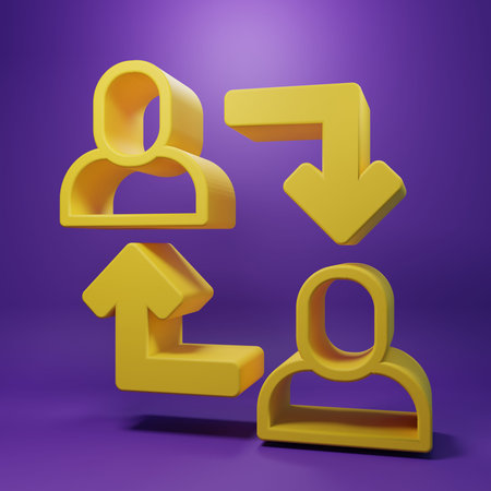 Yellow Project team base icon isolated on purple background. Business analysis and planning,...