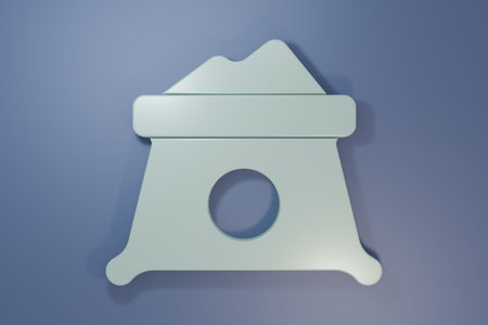 Gray Bag of flour icon isolated on purple-blue background. Minimalism concept.の写真素材