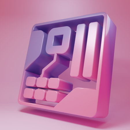 Purple-pink Electronic computer components motherboard digital chip integrated science icon isolated on pink background. Circuit board. Minimalism concept. 3D render illustration.の写真素材