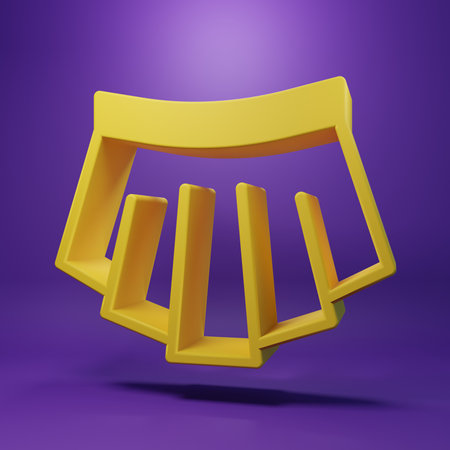 Yellow Skirt icon isolated on purple background. Minimalism concept. 3D render illustration.の写真素材