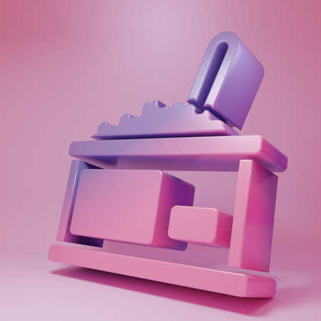 Purple-pink 3D render illustration isolated on pink background. Minimalism concept.の写真素材